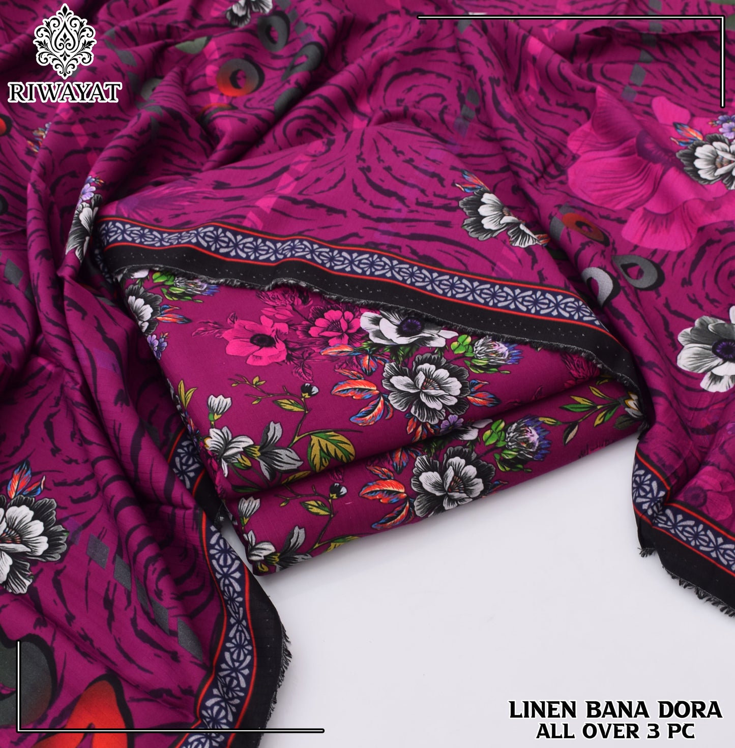 Linen Bana Dora All Over – 3 Piece Suit