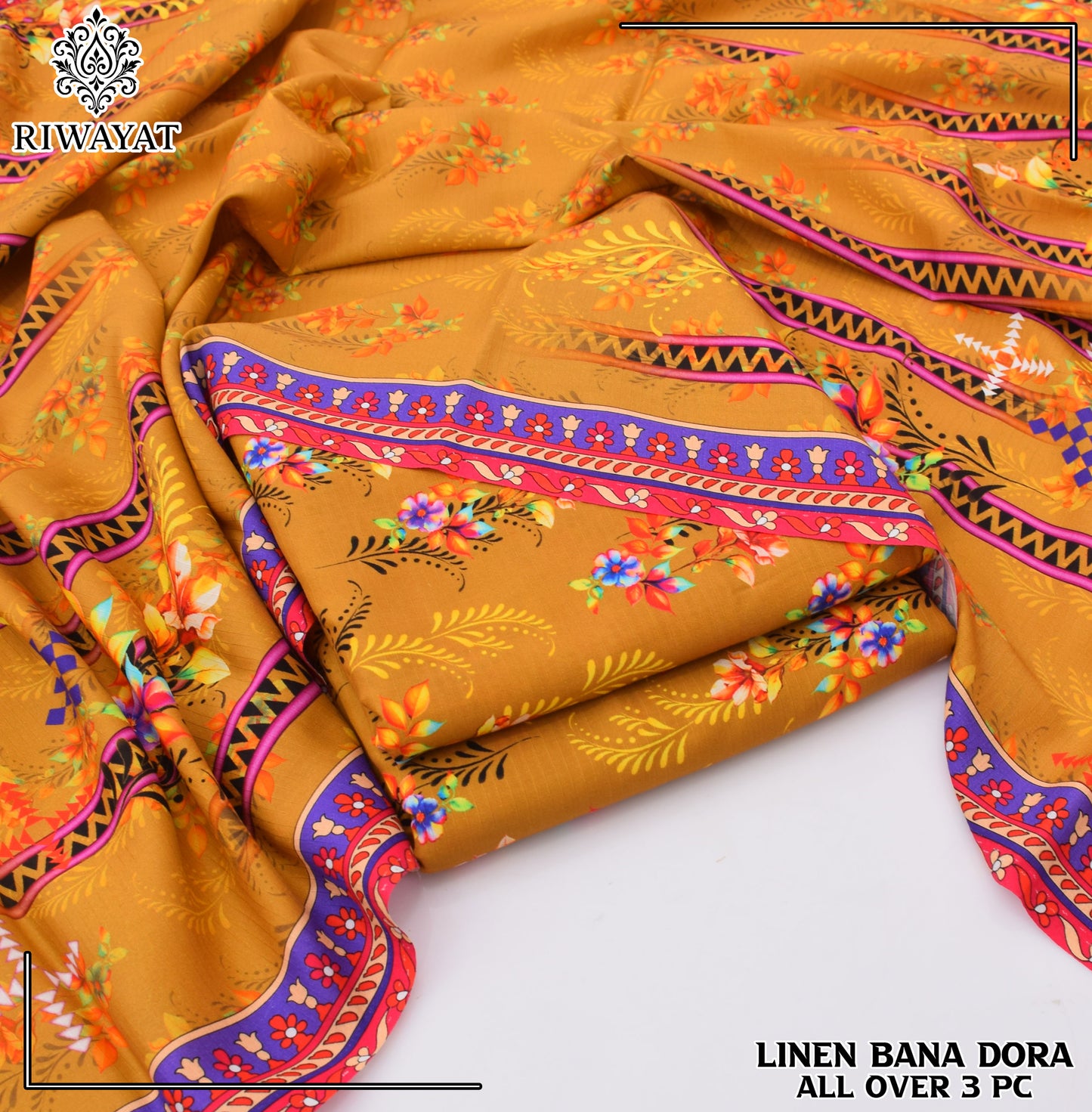 Linen Bana Dora All Over – 3 Piece Suit
