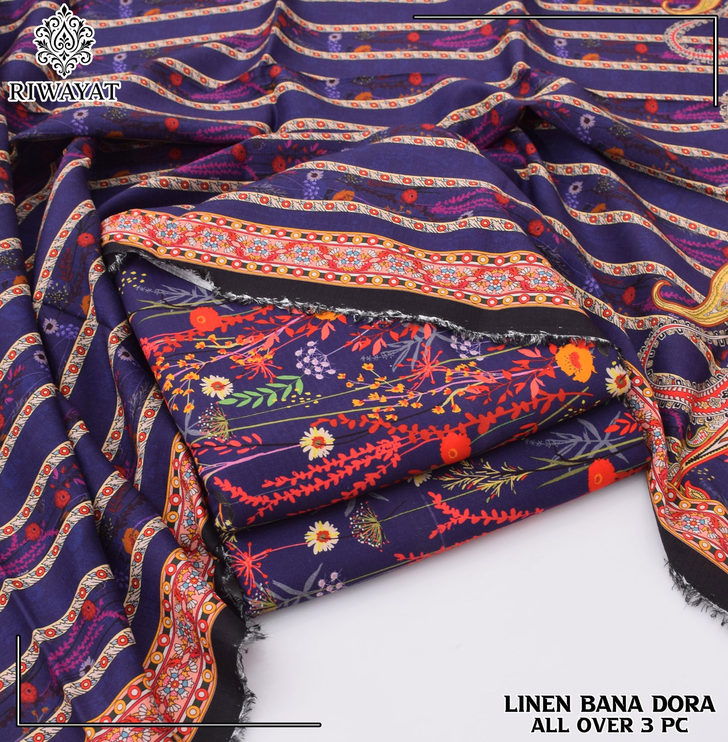 Linen Bana Dora All Over – 3 Piece Suit