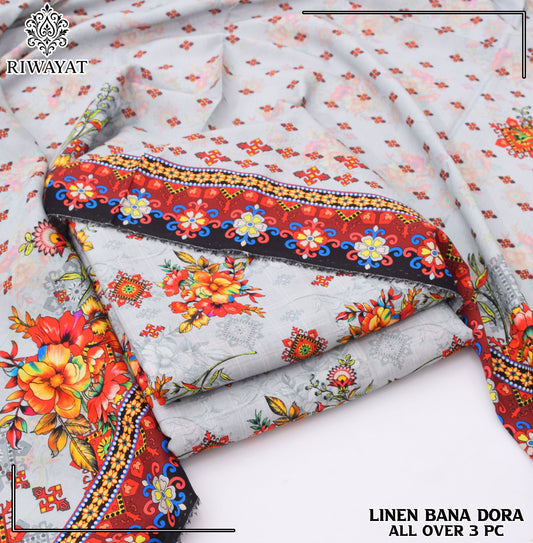 Linen Bana Dora All Over – 3 Piece Suit