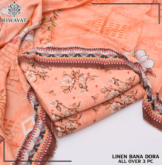 Linen Bana Dora All Over – 3 Piece Suit