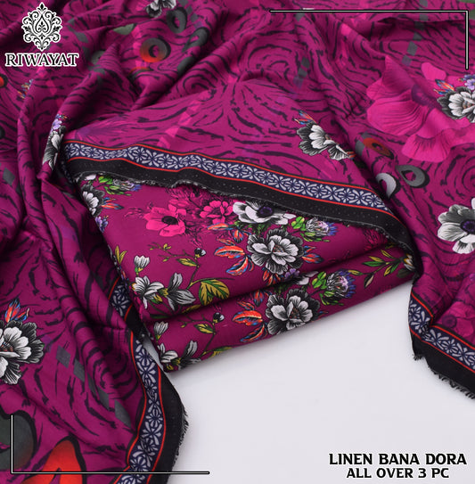 Linen Bana Dora All Over – 3 Piece Suit