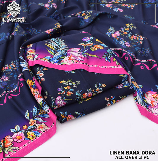 Linen Bana Dora All Over – 3 Piece Suit