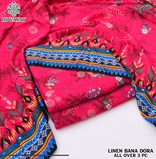 Linen Bana Dora All Over – 3 Piece Suit