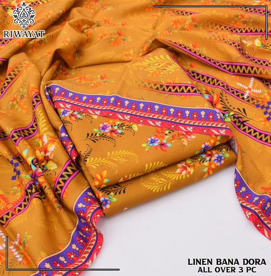 Linen Bana Dora All Over – 3 Piece Suit