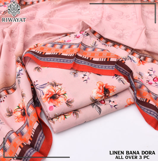 Linen Bana Dora All Over – 3 Piece Suit