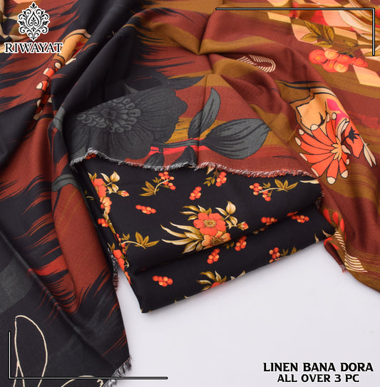 Linen Bana Dora All Over – 3 Piece Suit