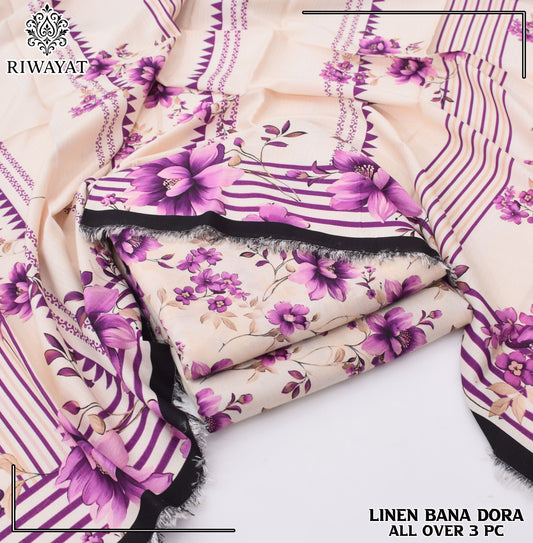 Linen Bana Dora All Over – 3 Piece Suit