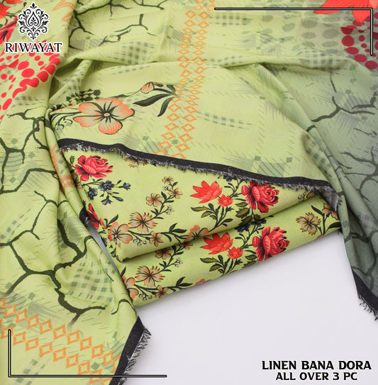 Linen Bana Dora All Over – 3 Piece Suit