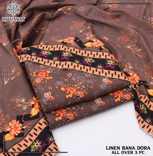 Linen Bana Dora All Over – 3 Piece Suit