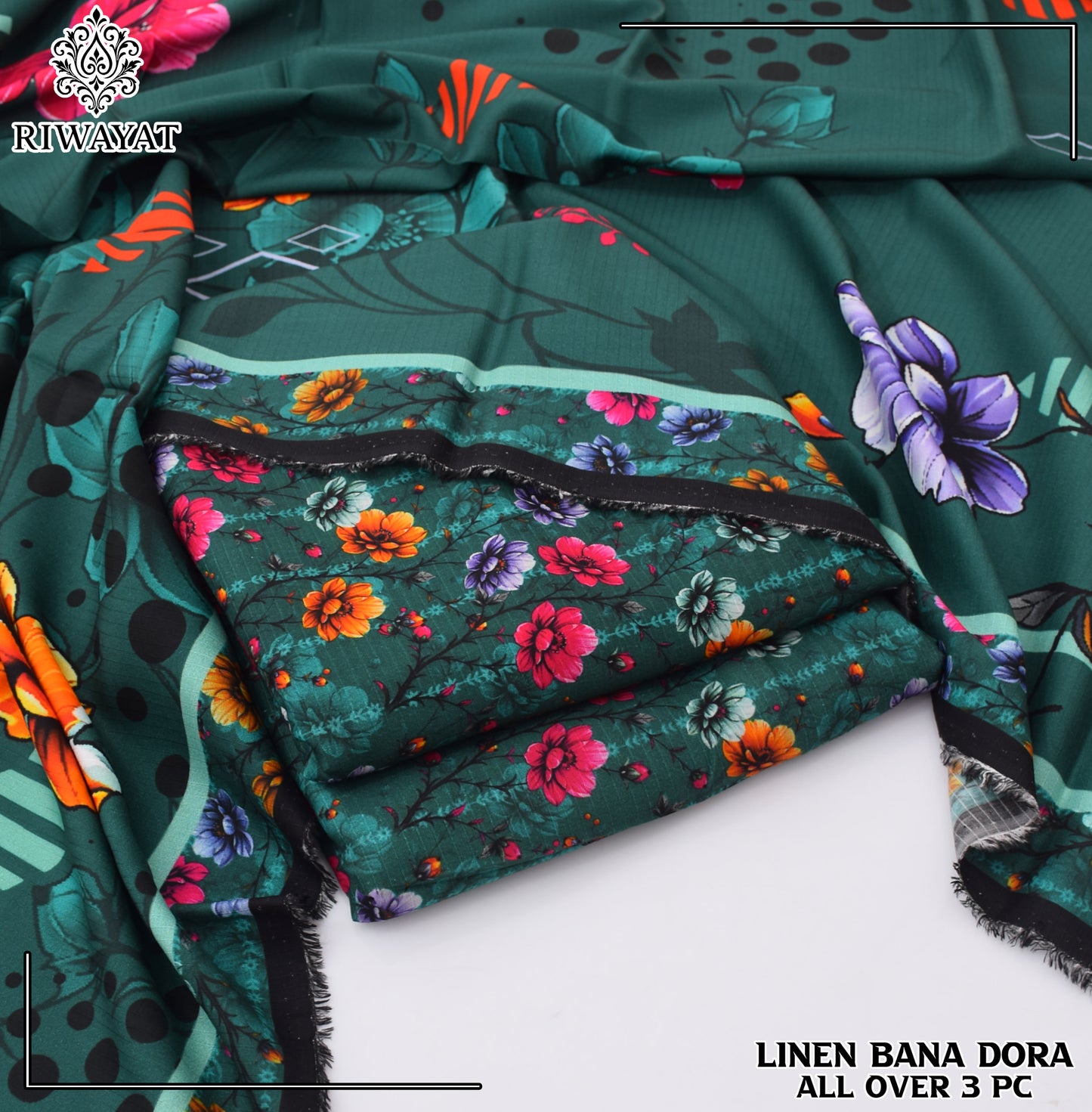 Linen Bana Dora All Over – 3 Piece Suit
