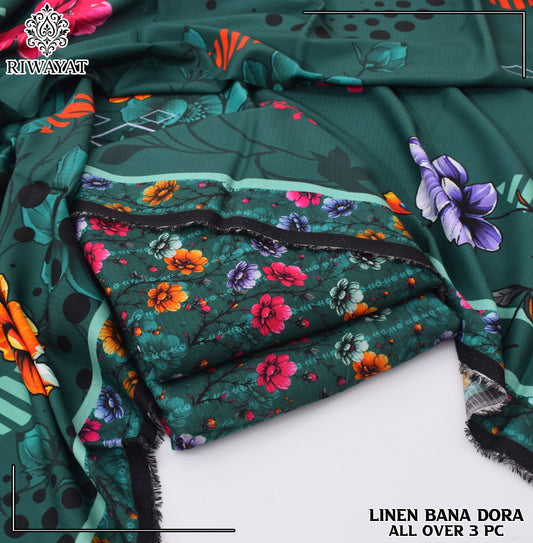 Linen Bana Dora All Over – 3 Piece Suit