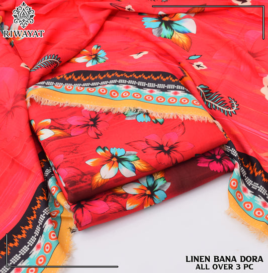 Linen Bana Dora All Over – 3 Piece Suit