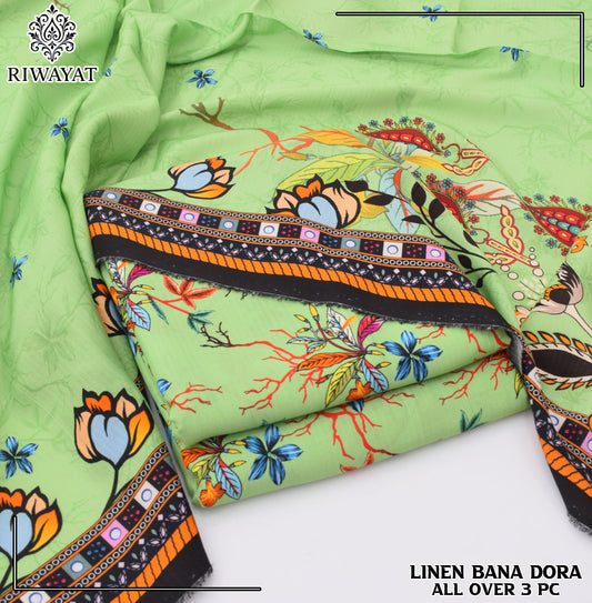Linen Bana Dora All Over – 3 Piece Suit