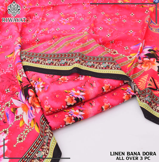 Linen Bana Dora All Over – 3 Piece Suit