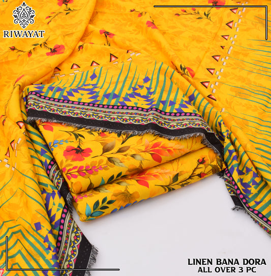 Linen Bana Dora All Over – 3 Piece Suit