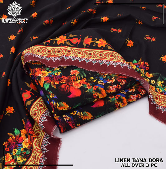 Linen Bana Dora All Over – 3 Piece Suit