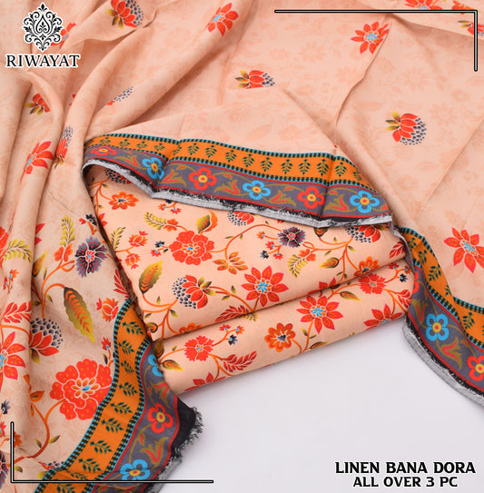 Linen Bana Dora All Over – 3 Piece Suit