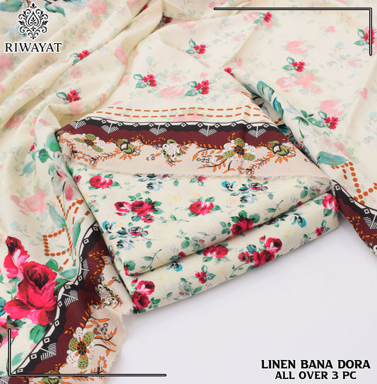 Linen Bana Dora All Over – 3 Piece Suit