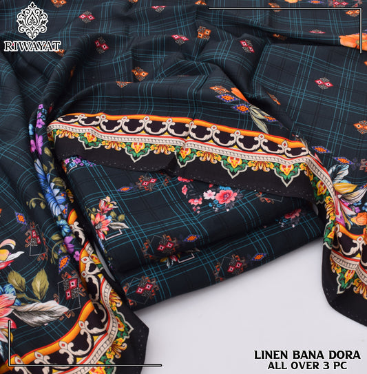 Linen Bana Dora All Over – 3 Piece Suit