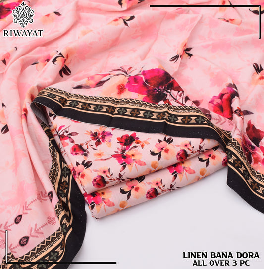 Linen Bana Dora All Over – 3 Piece Suit